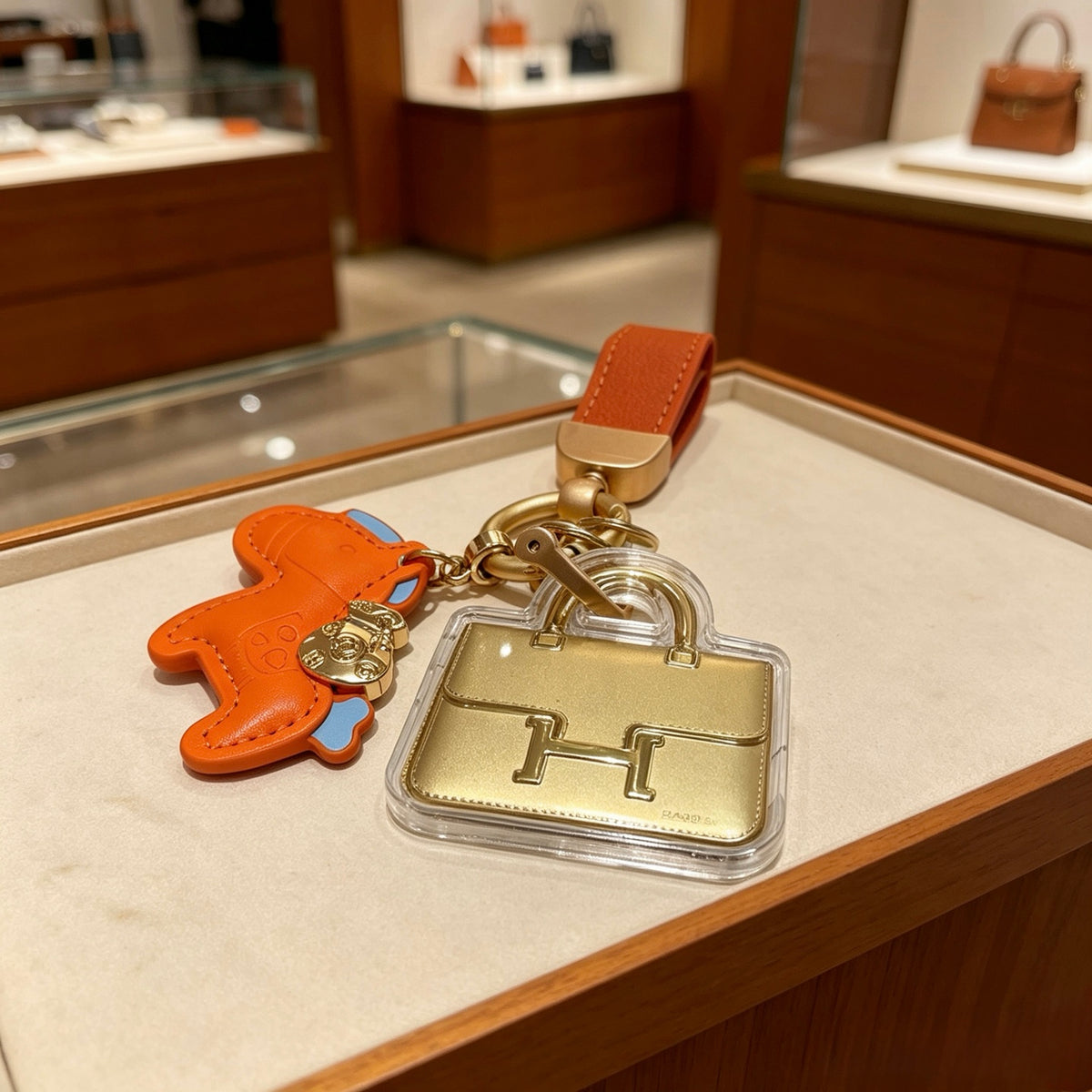 gold key Keychain for men - alternate angle view 5