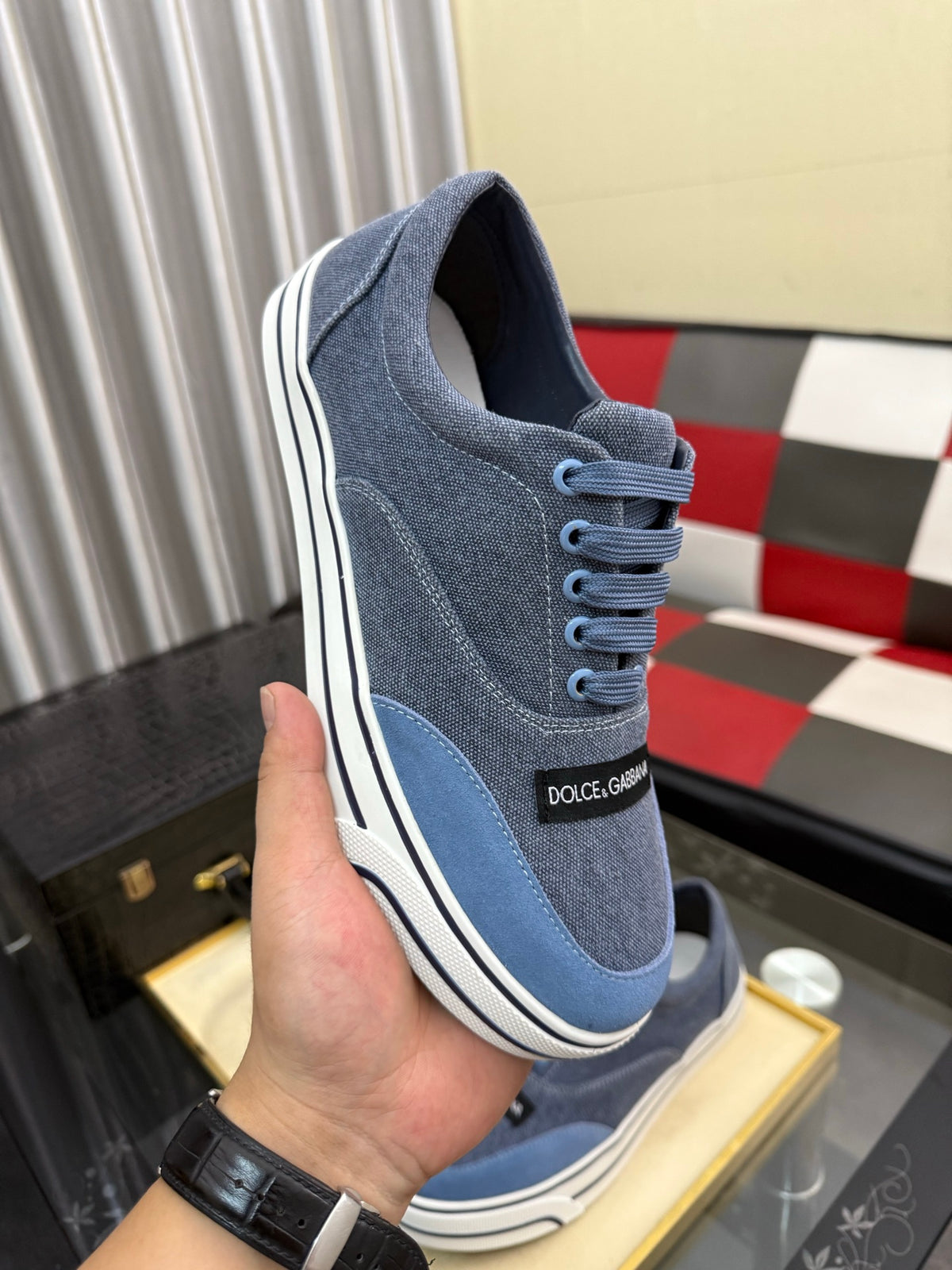 Dolce & Gabbana DG Silk Calfskin & Nubuck Casual Sneakers