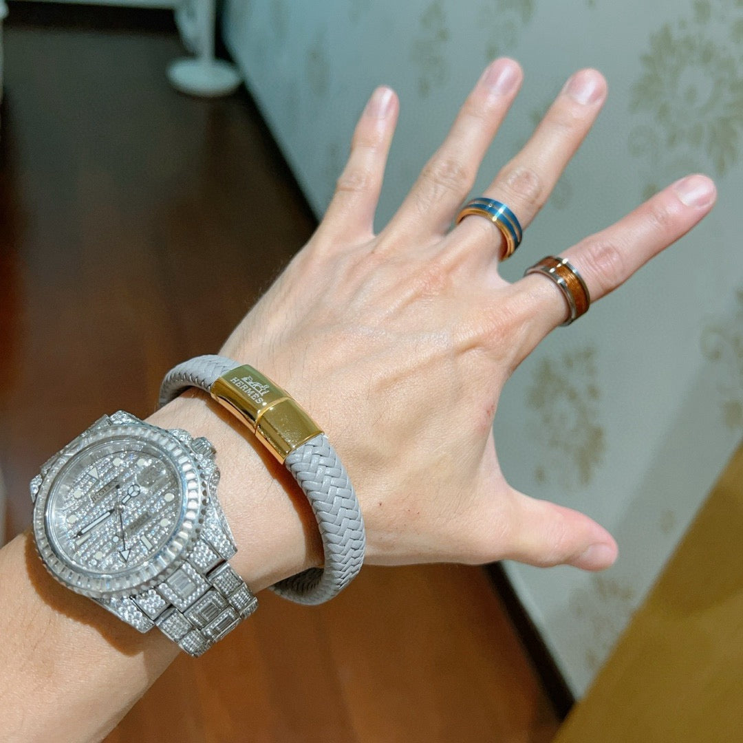 gold genuine leather trendy Bracelet for women - alternate angle view 7