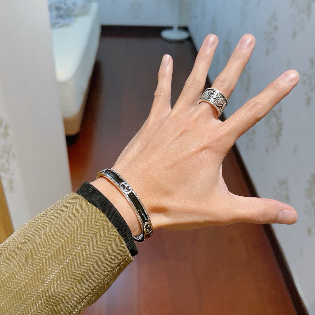 antique double g Bangle for women - alternate angle view 8