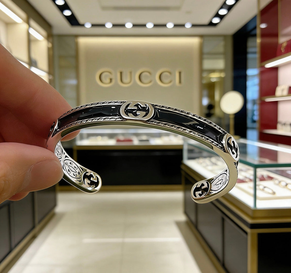 antique double g Bangle for women - alternate angle view 7