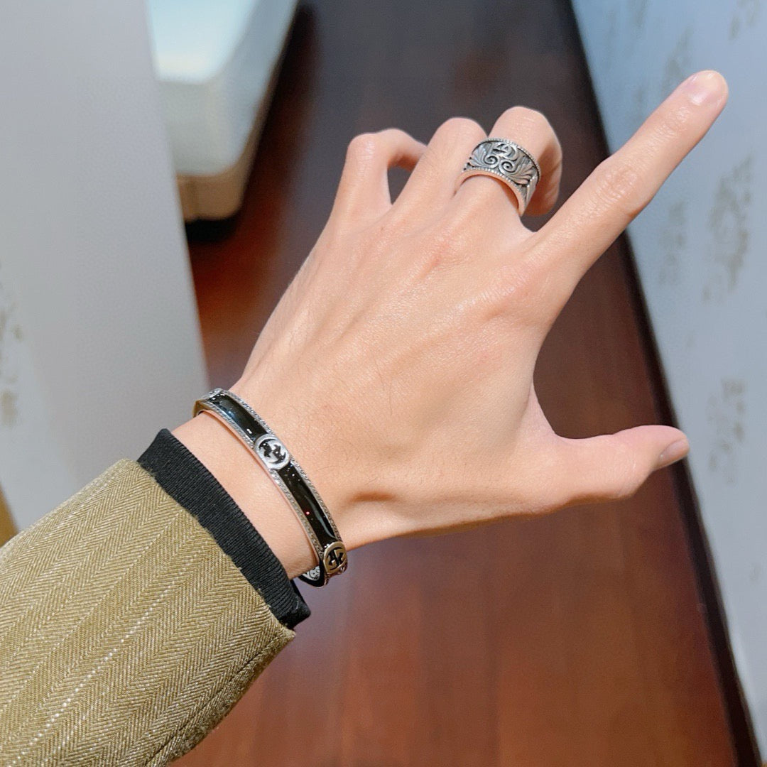antique double g Bangle for women - alternate angle view 6