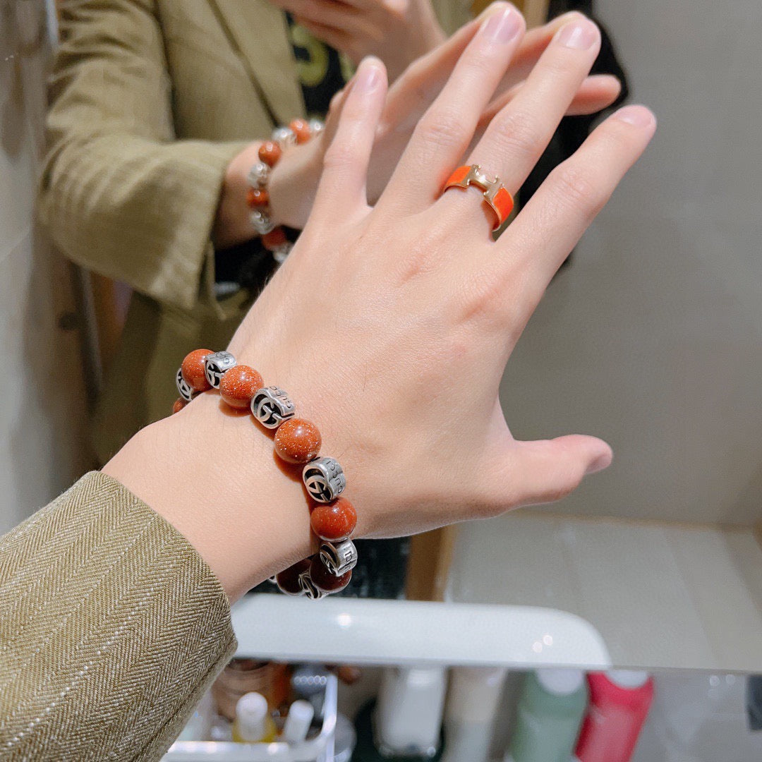 antique stone Bracelet for men - alternate angle view 3
