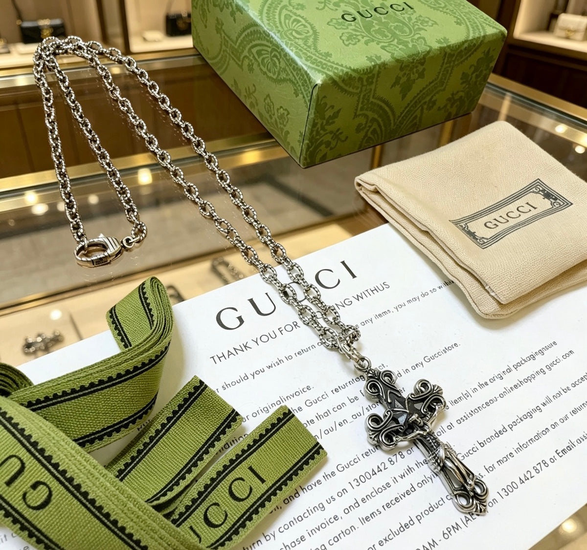 antique double g Necklace for women - alternate angle view 5