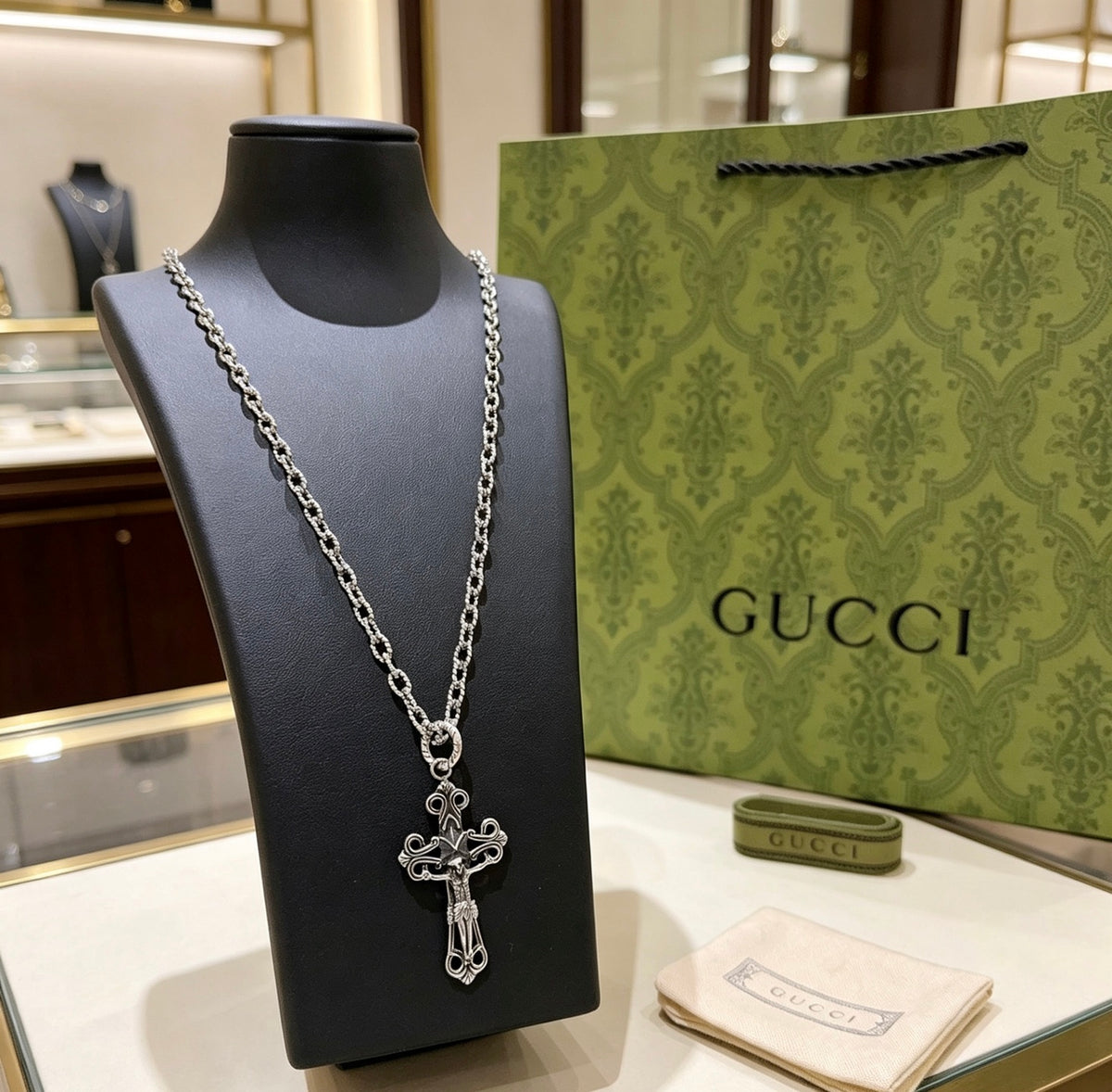 antique double g Necklace for women - alternate angle view 2