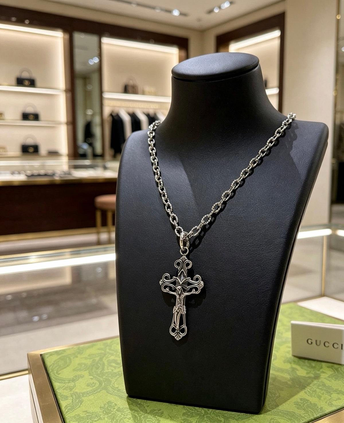 antique double g Necklace for women - alternate angle view 4