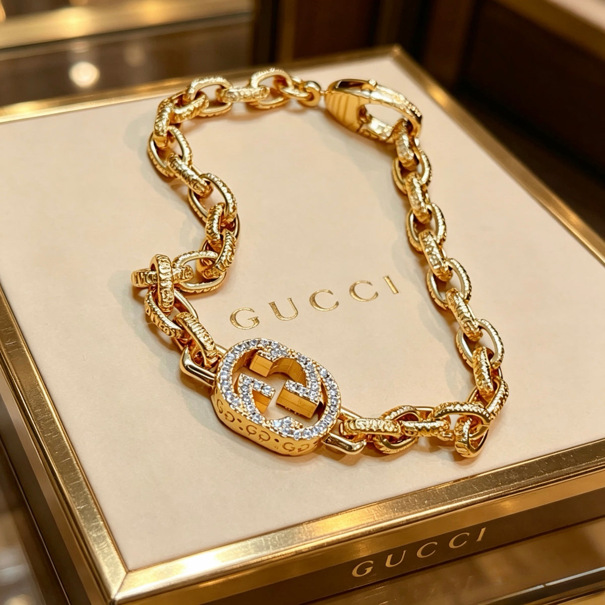 gold delicate Bracelet for men - product detail view