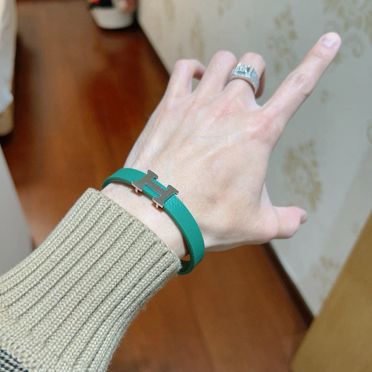 antique leather Bracelet for men - alternate angle view 7