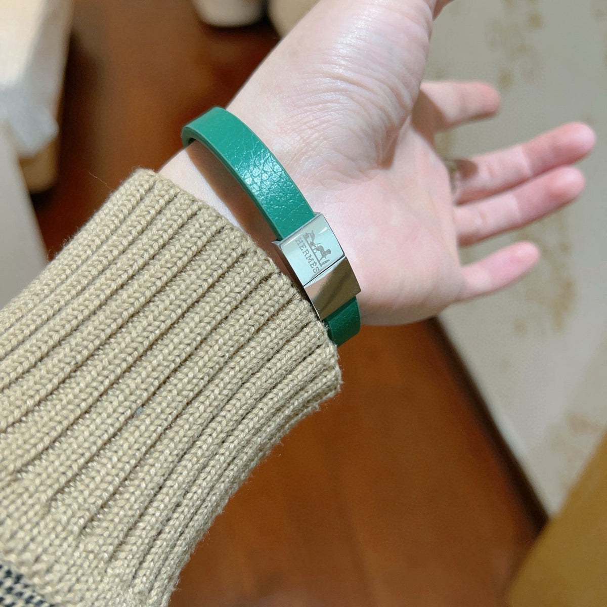 antique leather Bracelet for men - alternate angle view 4