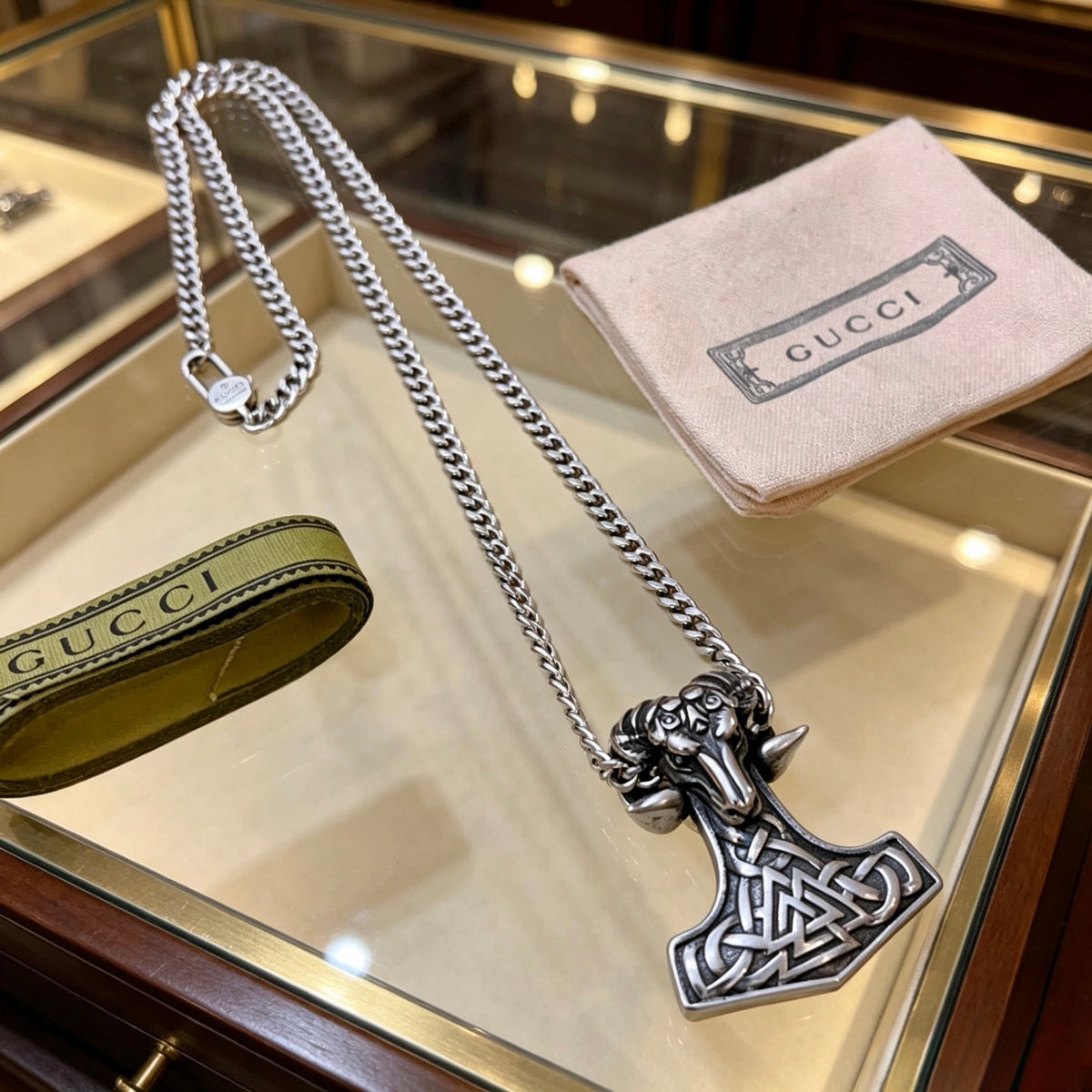antique double g Necklace for women - alternate angle view 2