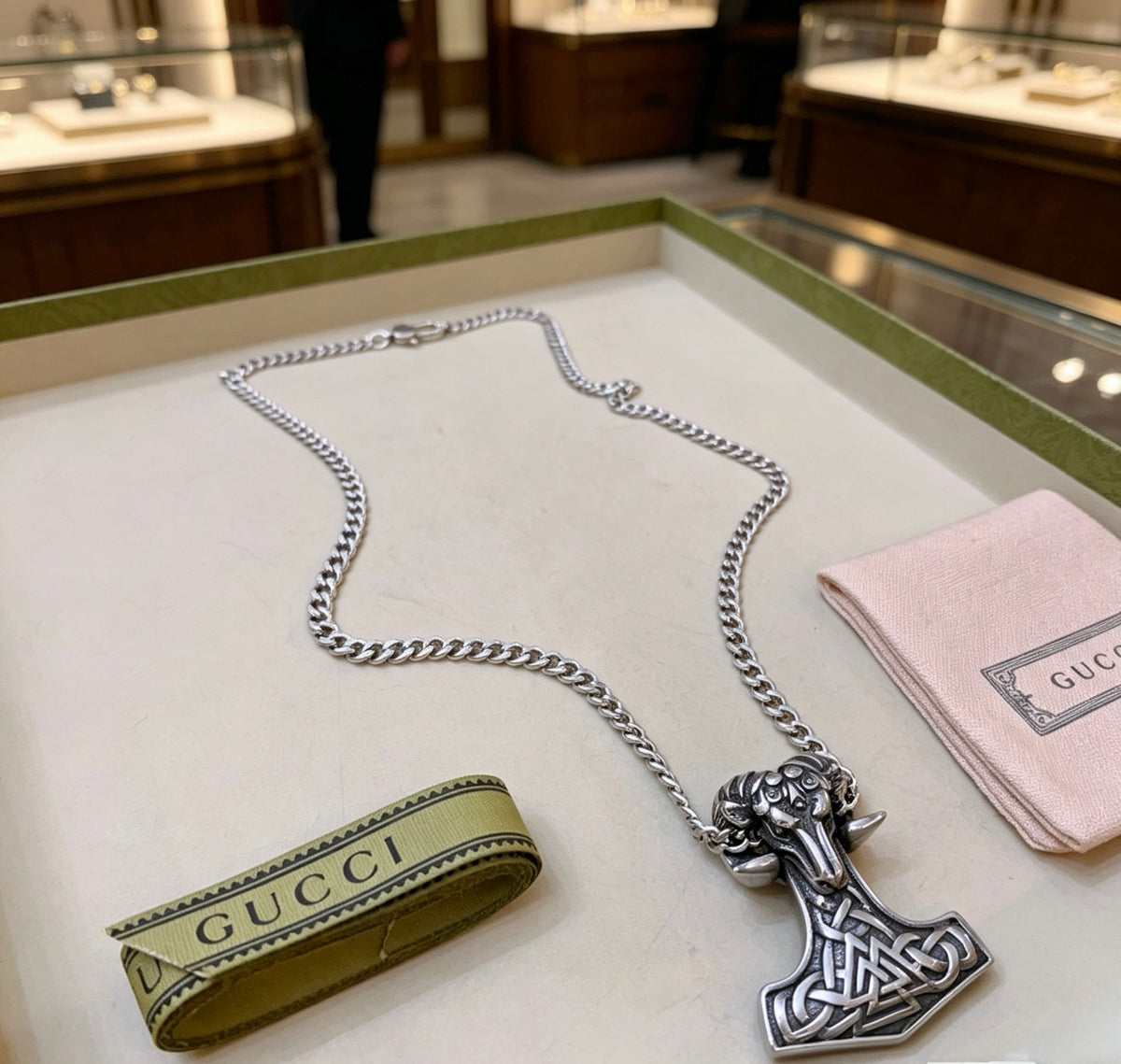 antique double g Necklace for women - product detail view