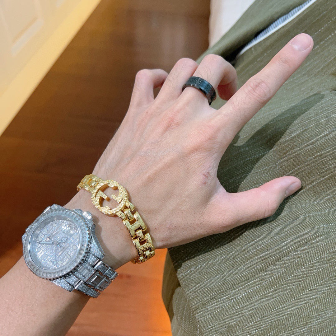 gold double g Ring for men - alternate angle view 3