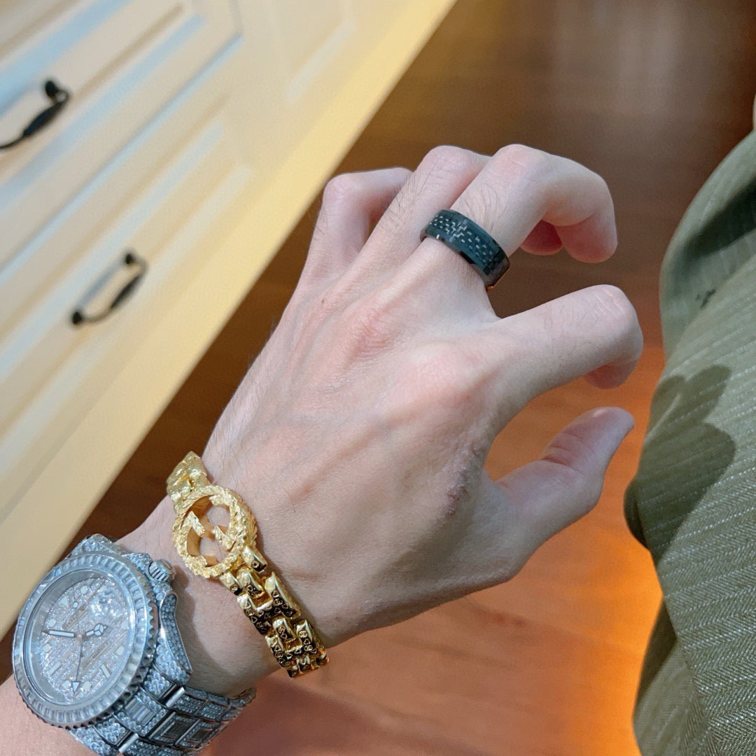 gold double g Ring for men - alternate angle view 6