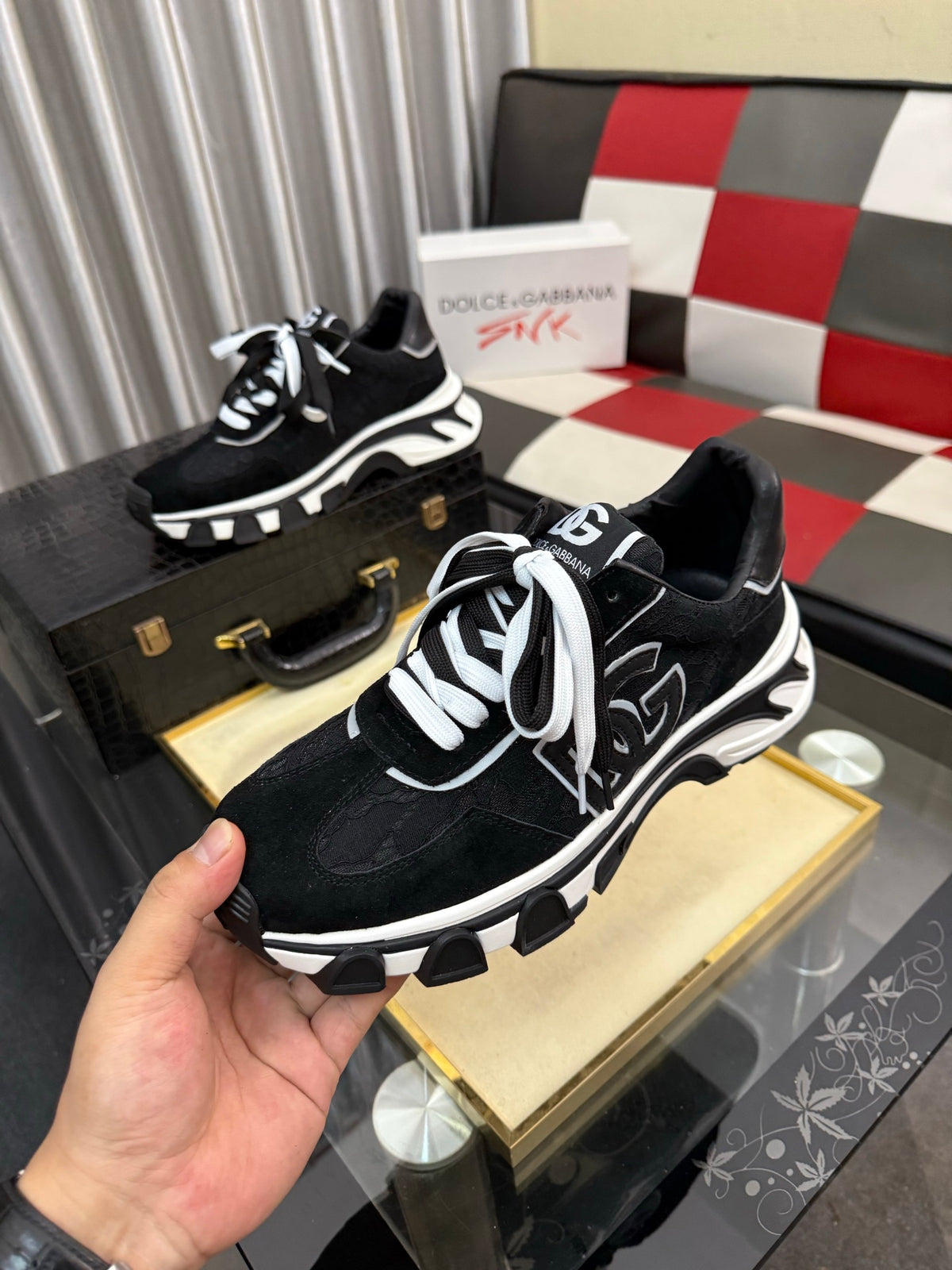 Dolce & Gabbana DG Silk Calfskin & Nubuck Casual Sneakers