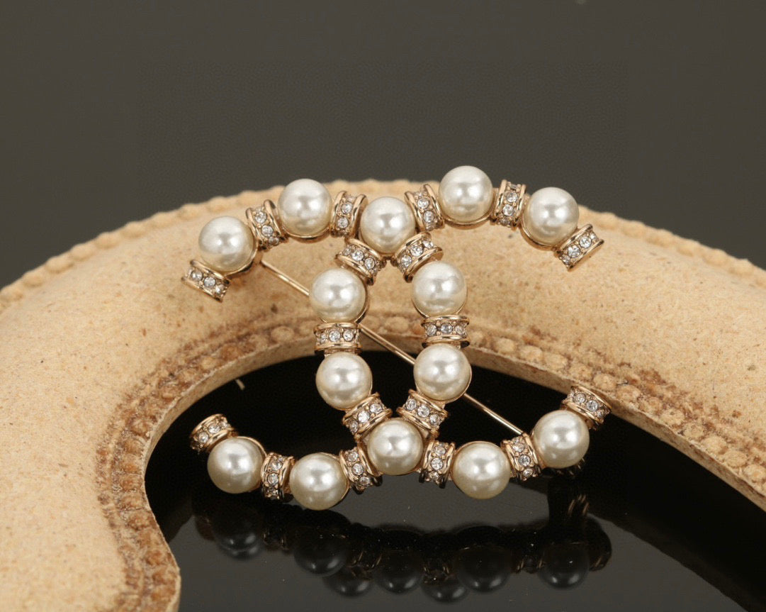 crystal double c Brooch for women - product detail view