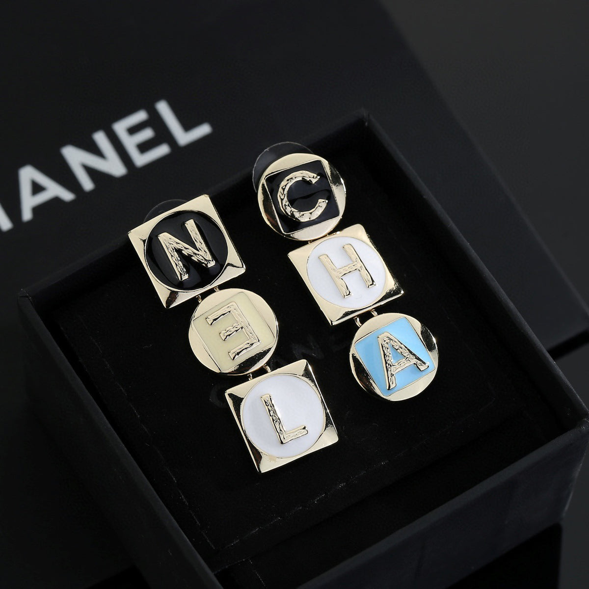 letter Drop Earrings for women - product detail view