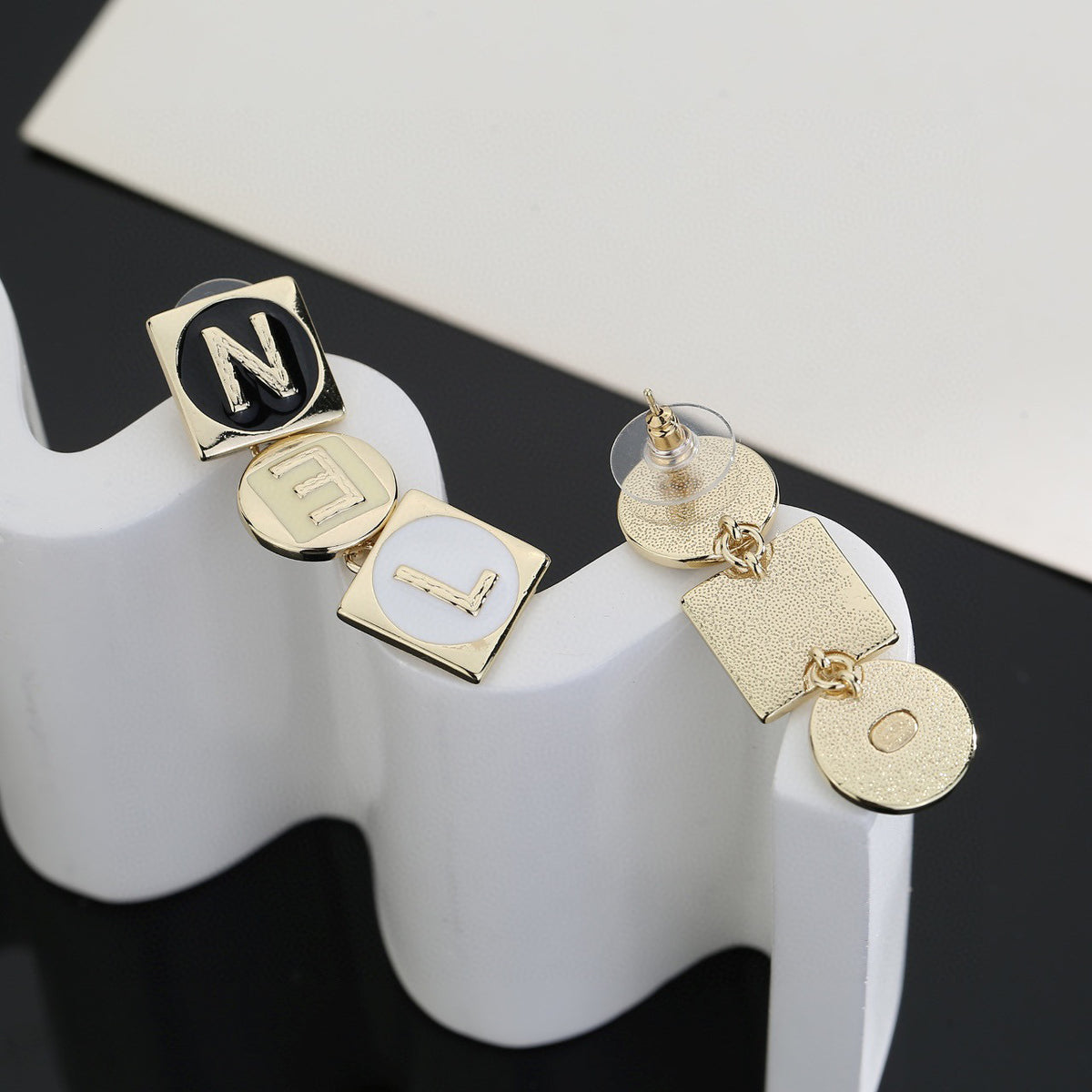 letter Drop Earrings for women - alternate angle view 2