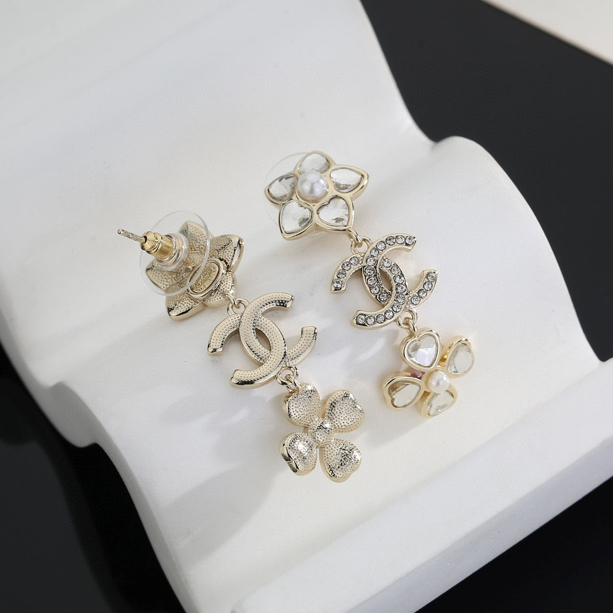 light gold luxury Drop Earrings for women - alternate angle view 4