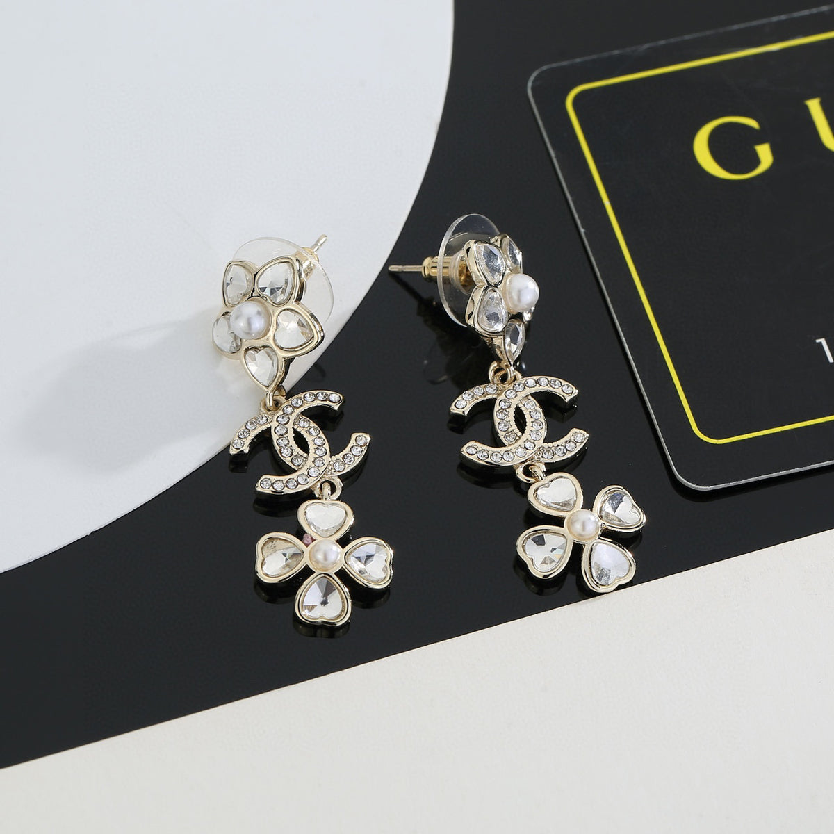 light gold luxury Drop Earrings for women - alternate angle view 5