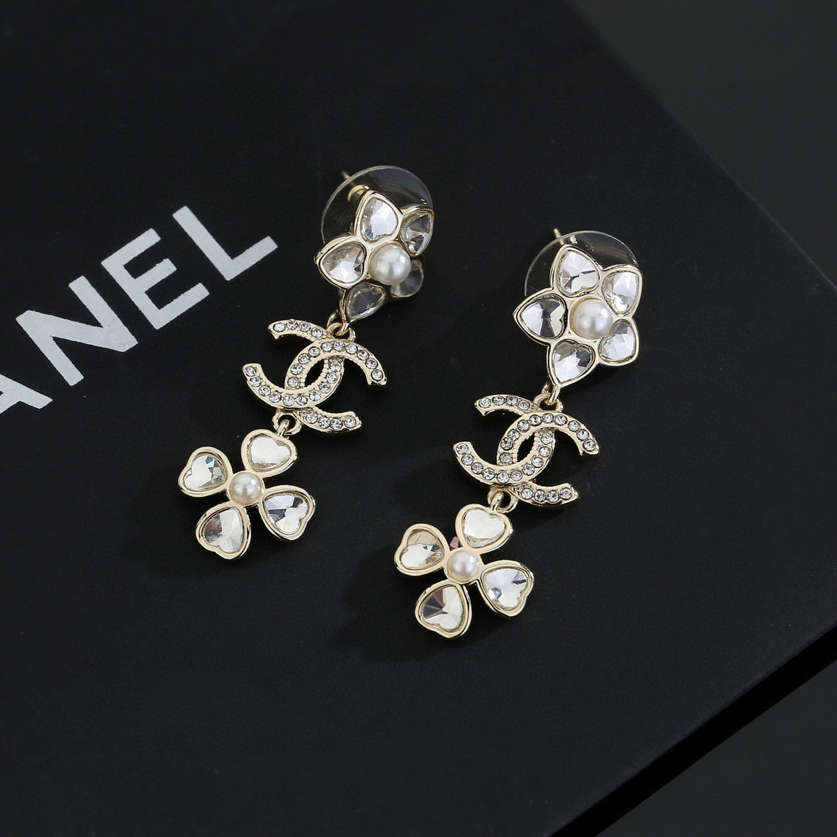 light gold luxury Drop Earrings for women - product detail view