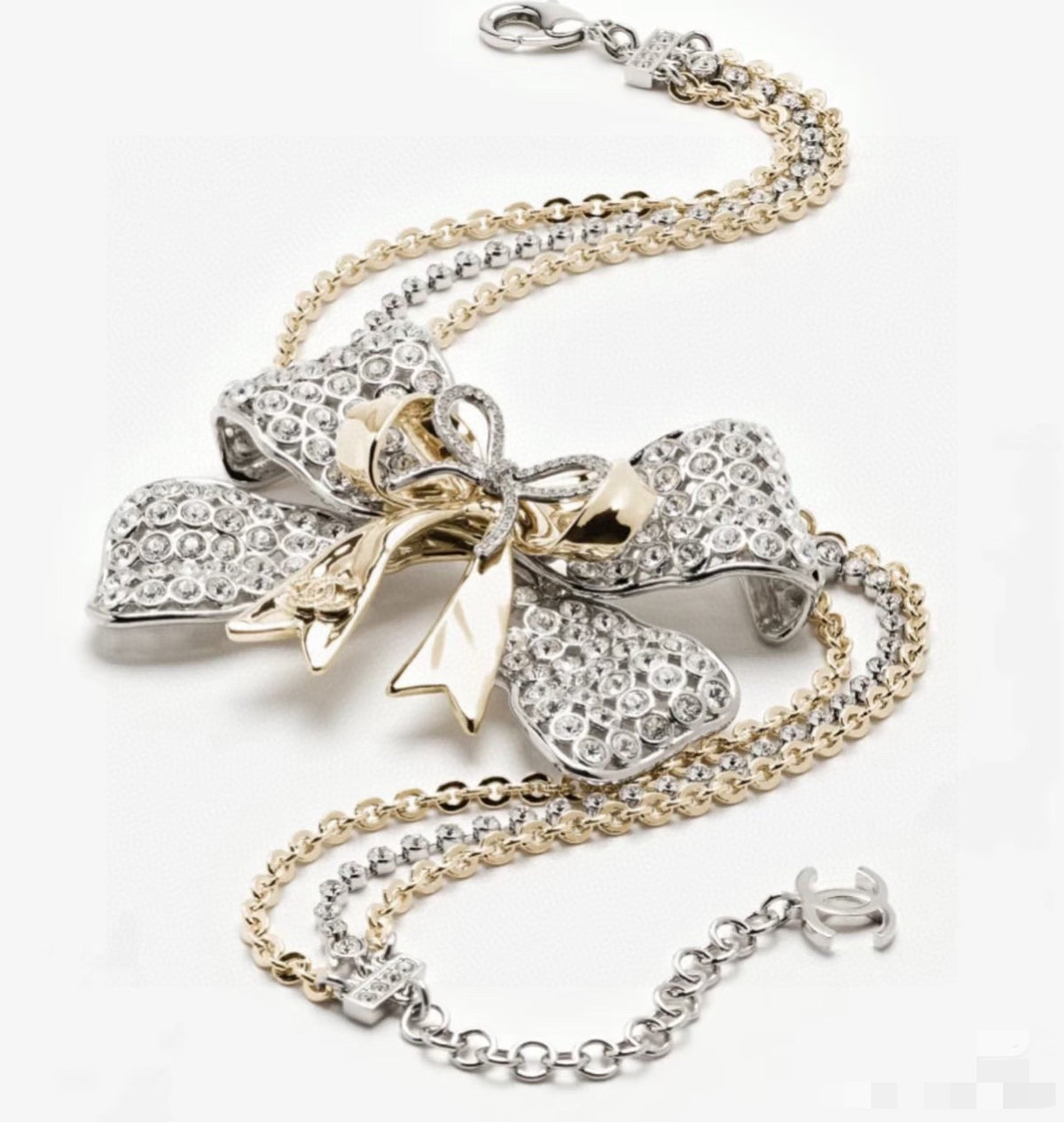 two-tone crystal butterfly Necklace for women - alternate angle view 5
