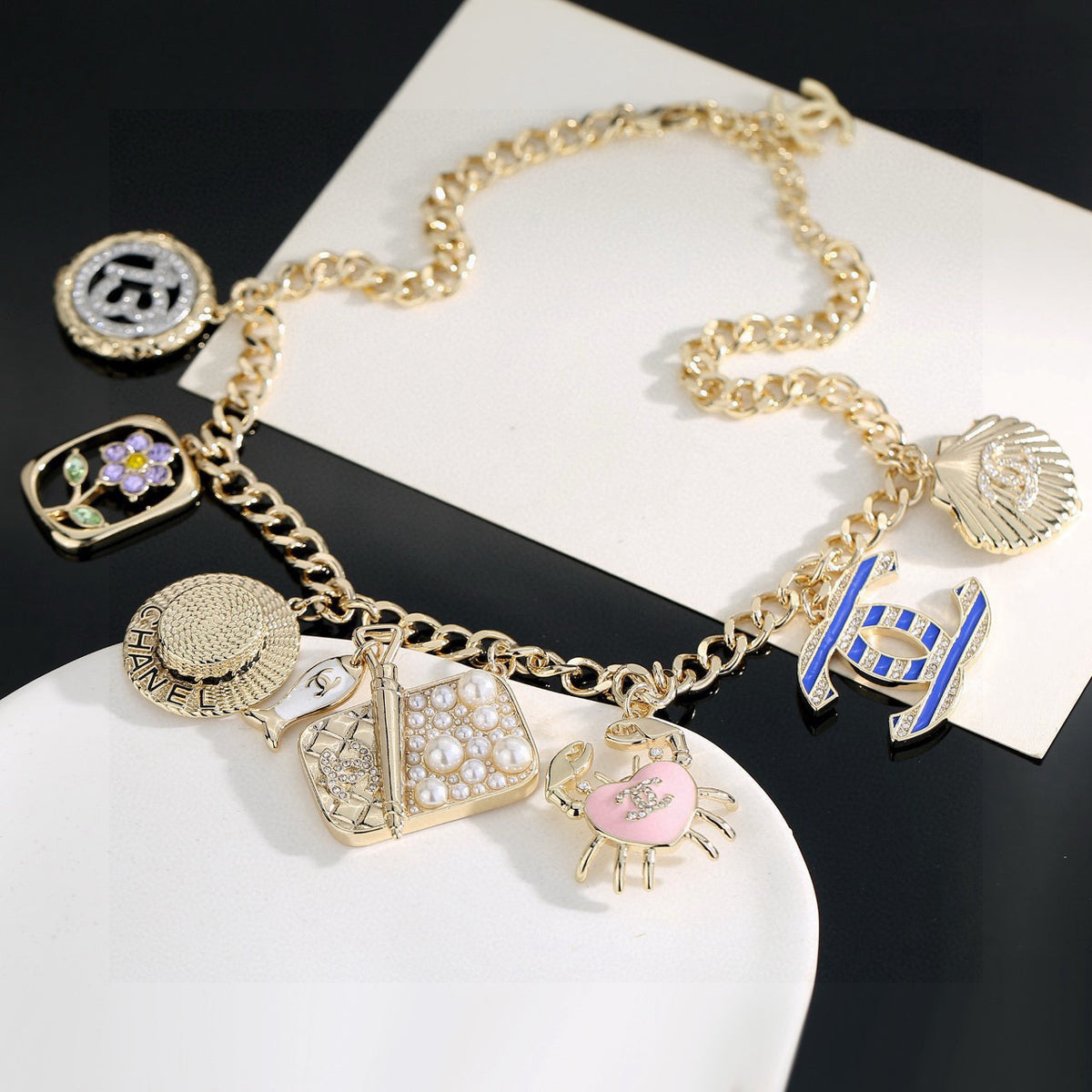 gold shell double c Pendant for women - product detail view