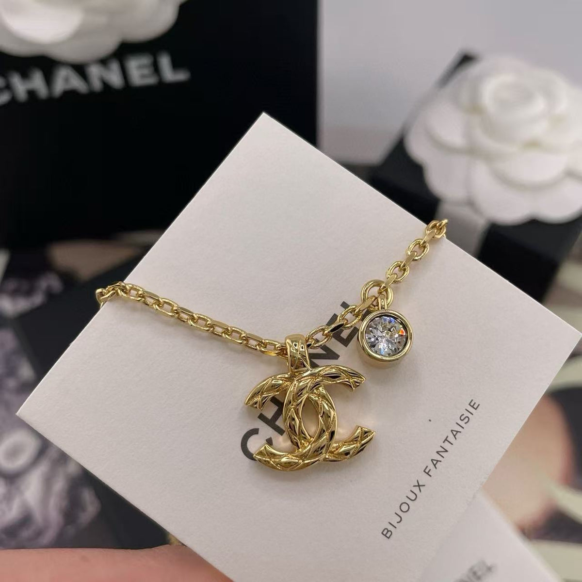 light gold double c Necklace for women - alternate angle view 8