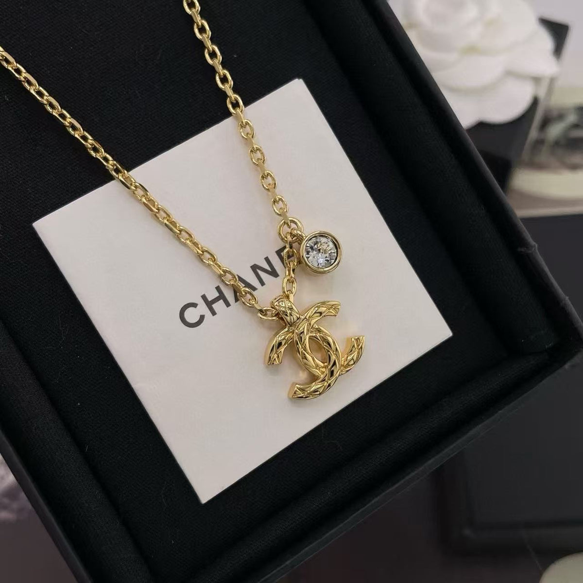 light gold double c Necklace for women - alternate angle view 5