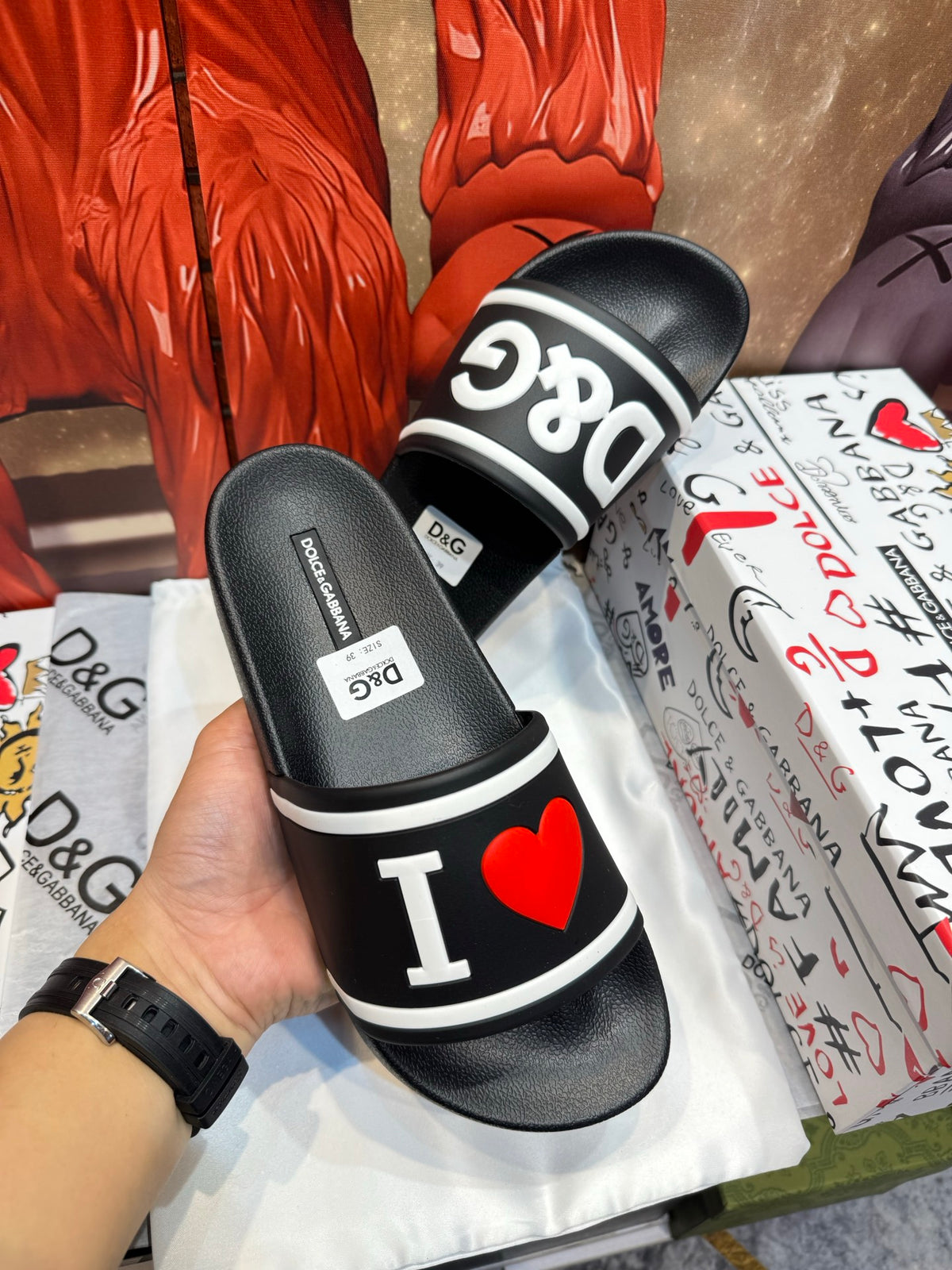 Dolce & Gabbana DG Men's Embossed-Logo PVC Slides