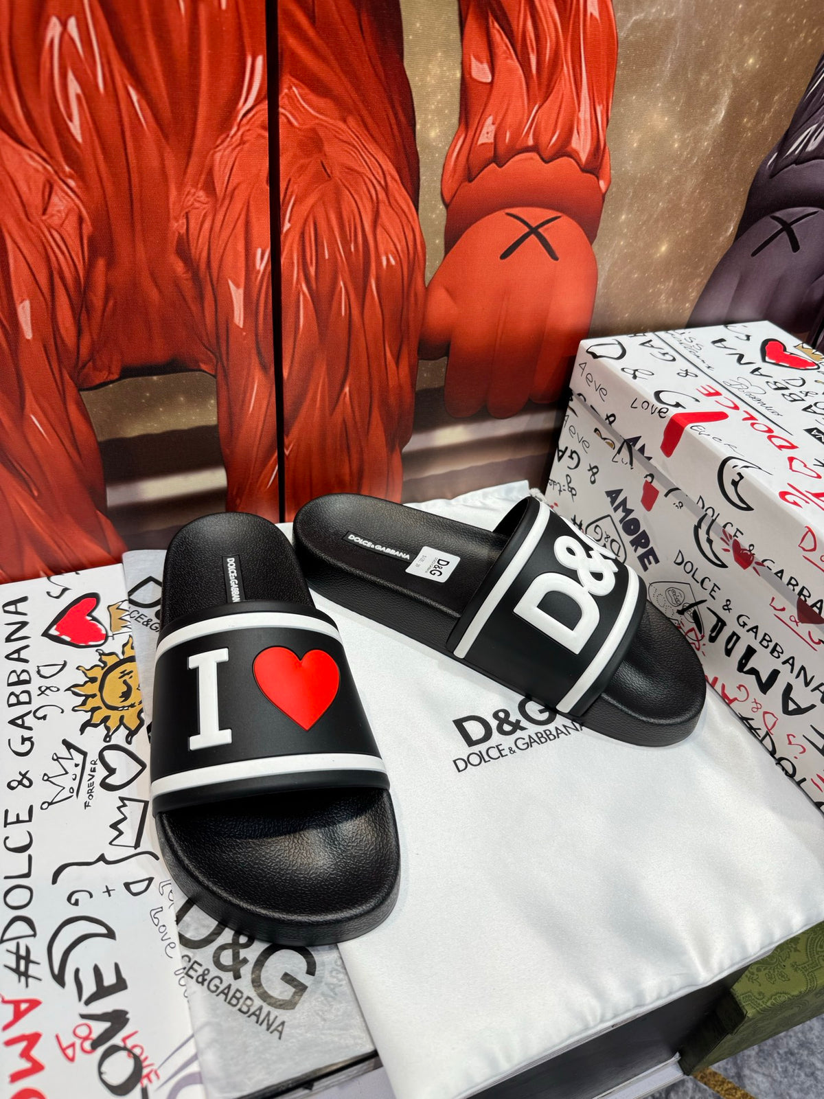 Dolce & Gabbana DG Men's Embossed-Logo PVC Slides