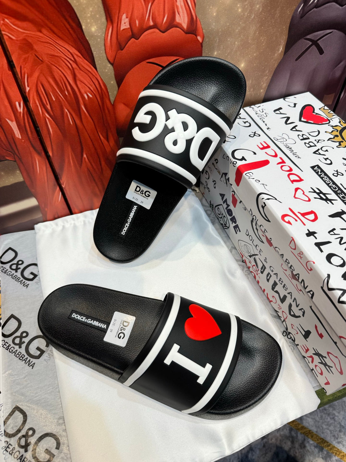Dolce & Gabbana DG Men's Embossed-Logo PVC Slides