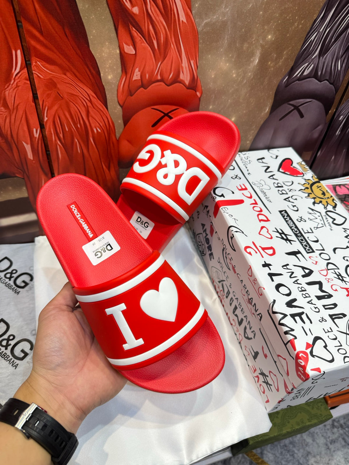 Dolce & Gabbana DG Men's Embossed-Logo PVC Slides