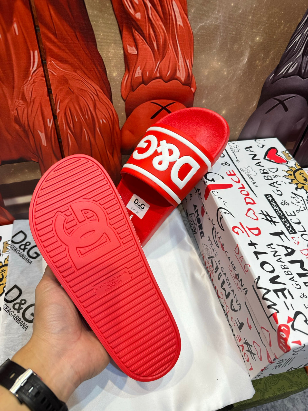 Dolce & Gabbana DG Men's Embossed-Logo PVC Slides