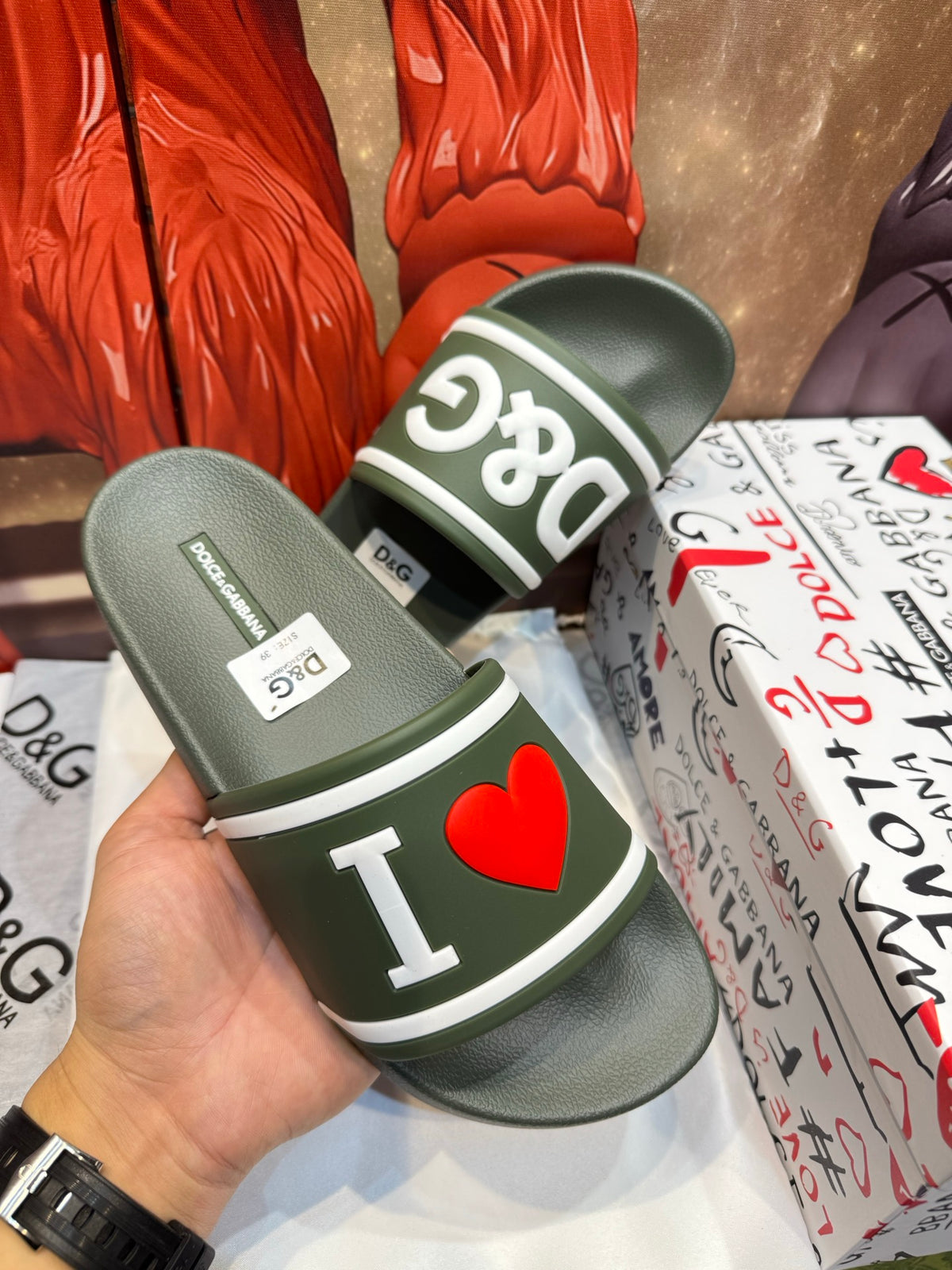 Dolce & Gabbana DG Men's Embossed-Logo PVC Slides
