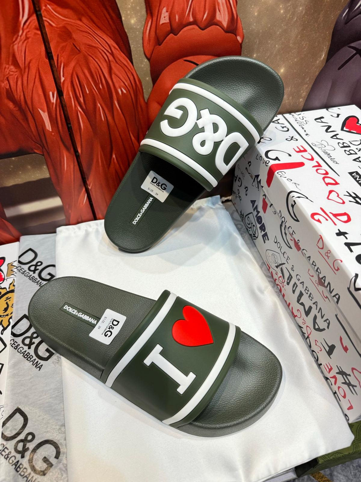 Dolce & Gabbana DG Men's Embossed-Logo PVC Slides
