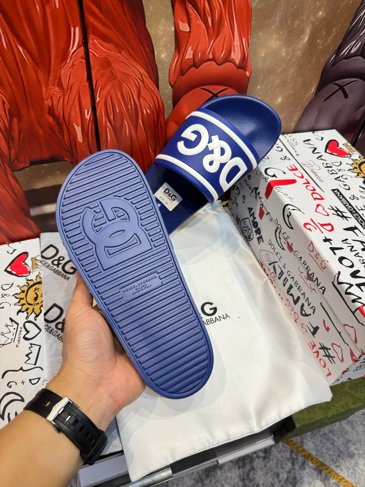 Dolce & Gabbana DG Men's Embossed-Logo PVC Slides