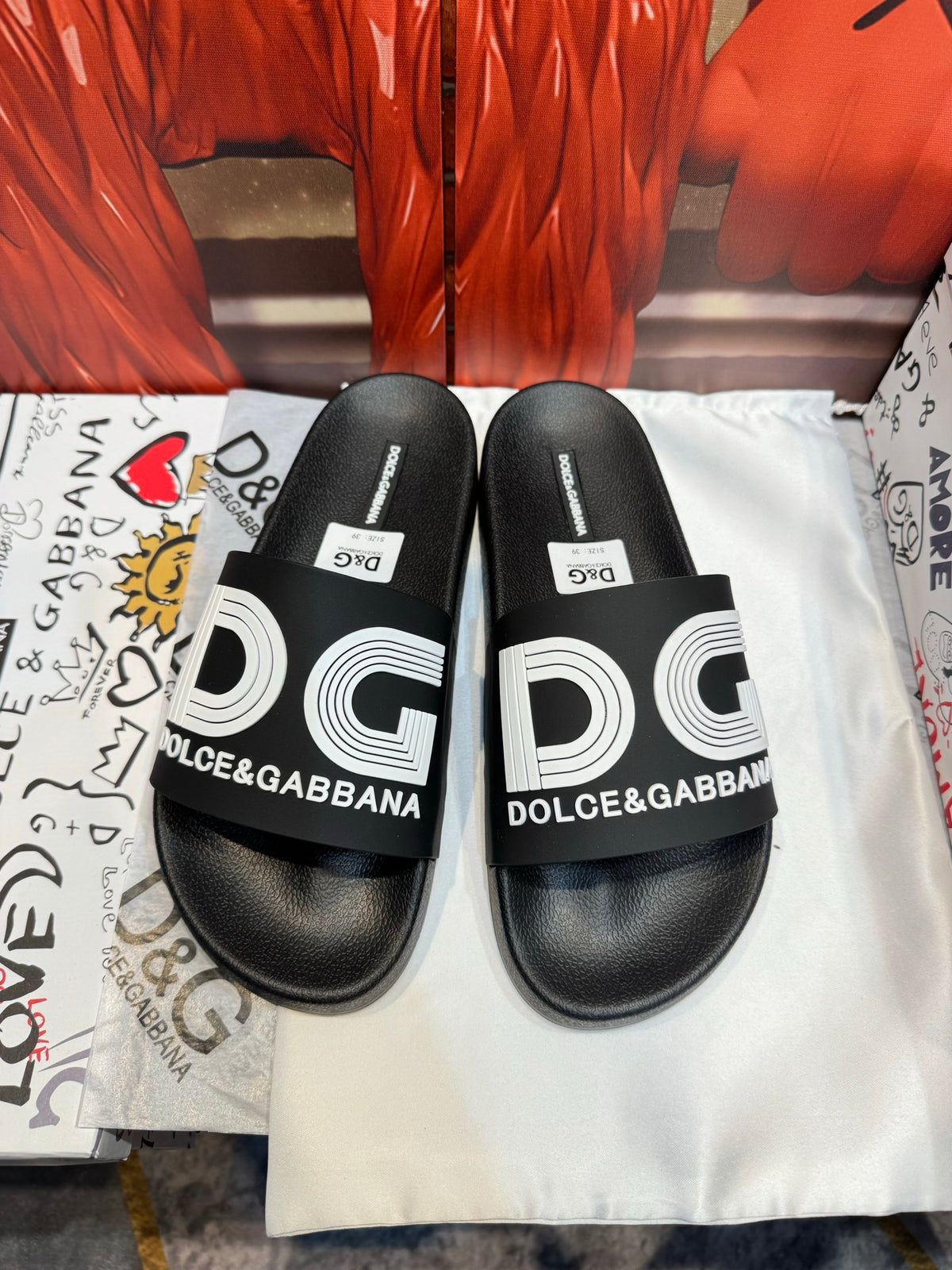 Dolce & Gabbana DG Men's Embossed-Logo PVC Slides