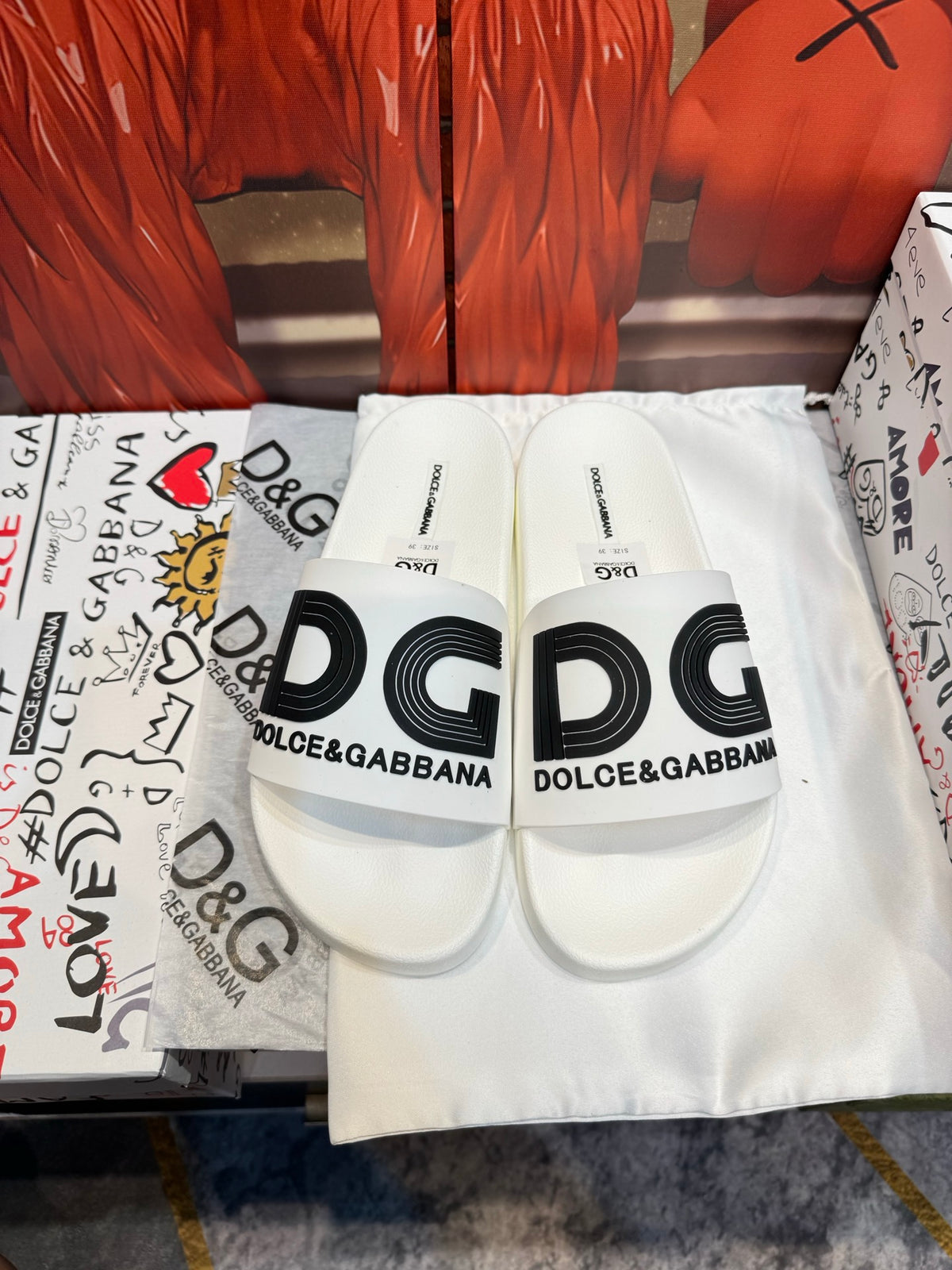 Dolce & Gabbana DG Men's Embossed-Logo PVC Slides