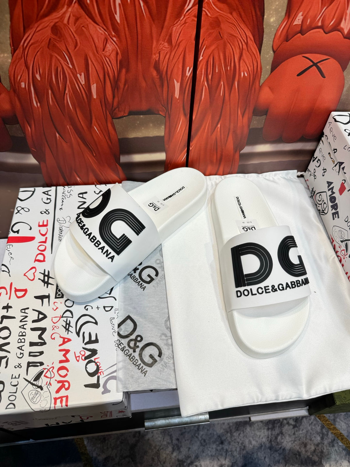 Dolce & Gabbana DG Men's Embossed-Logo PVC Slides