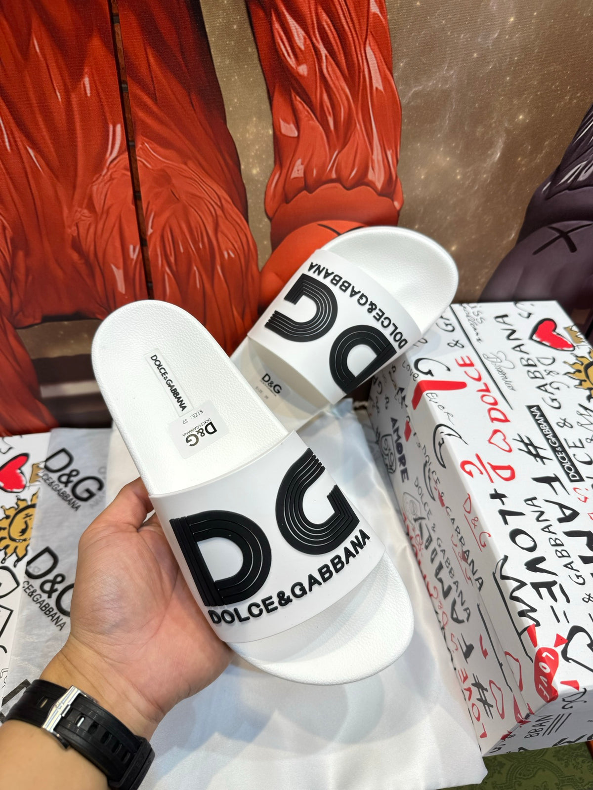 Dolce & Gabbana DG Men's Embossed-Logo PVC Slides