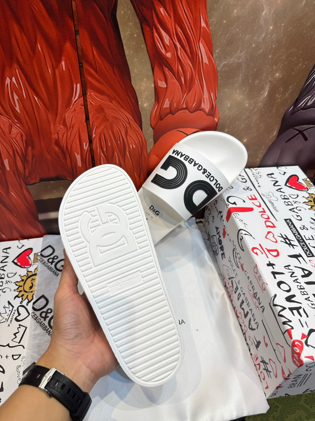 Dolce & Gabbana DG Men's Embossed-Logo PVC Slides
