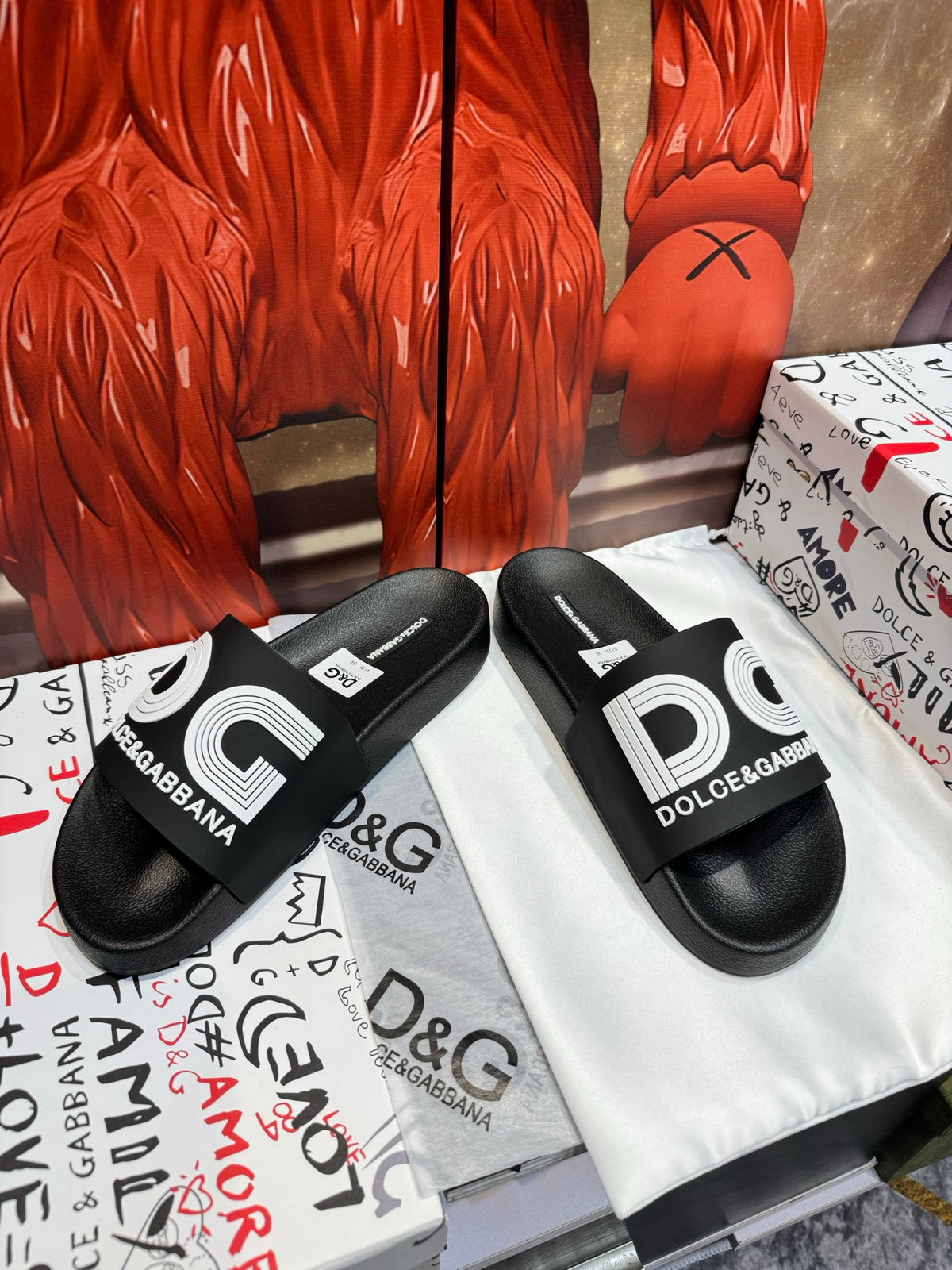 Dolce & Gabbana DG Men's Embossed-Logo PVC Slides