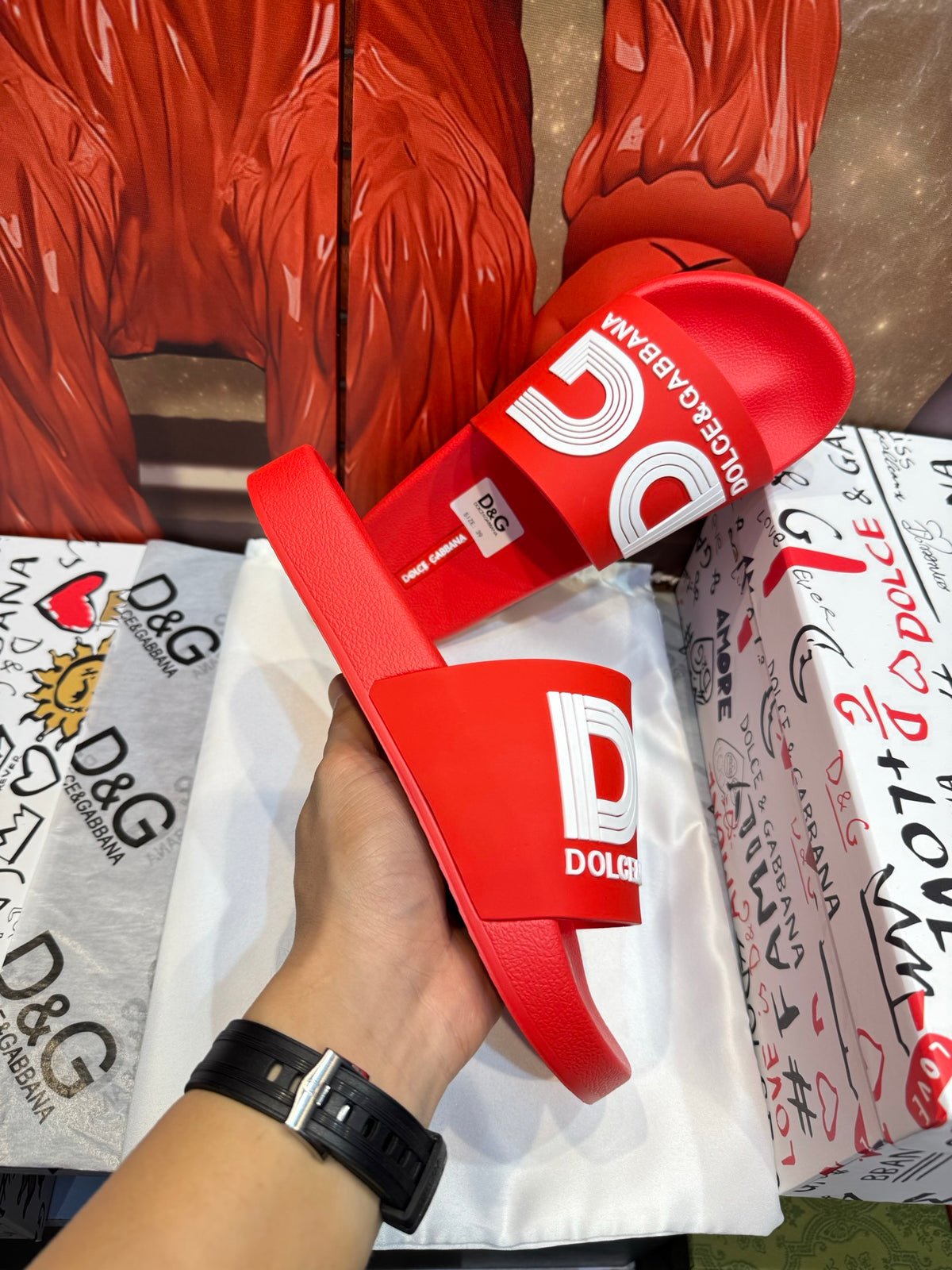 Dolce & Gabbana DG Men's Embossed-Logo PVC Slides