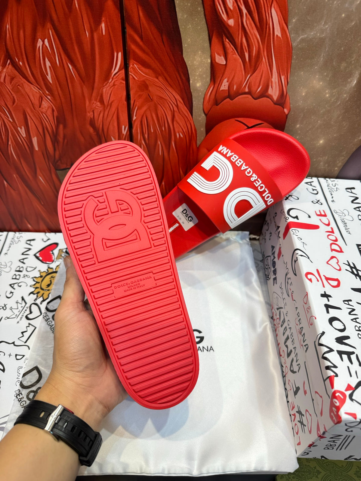 Dolce & Gabbana DG Men's Embossed-Logo PVC Slides