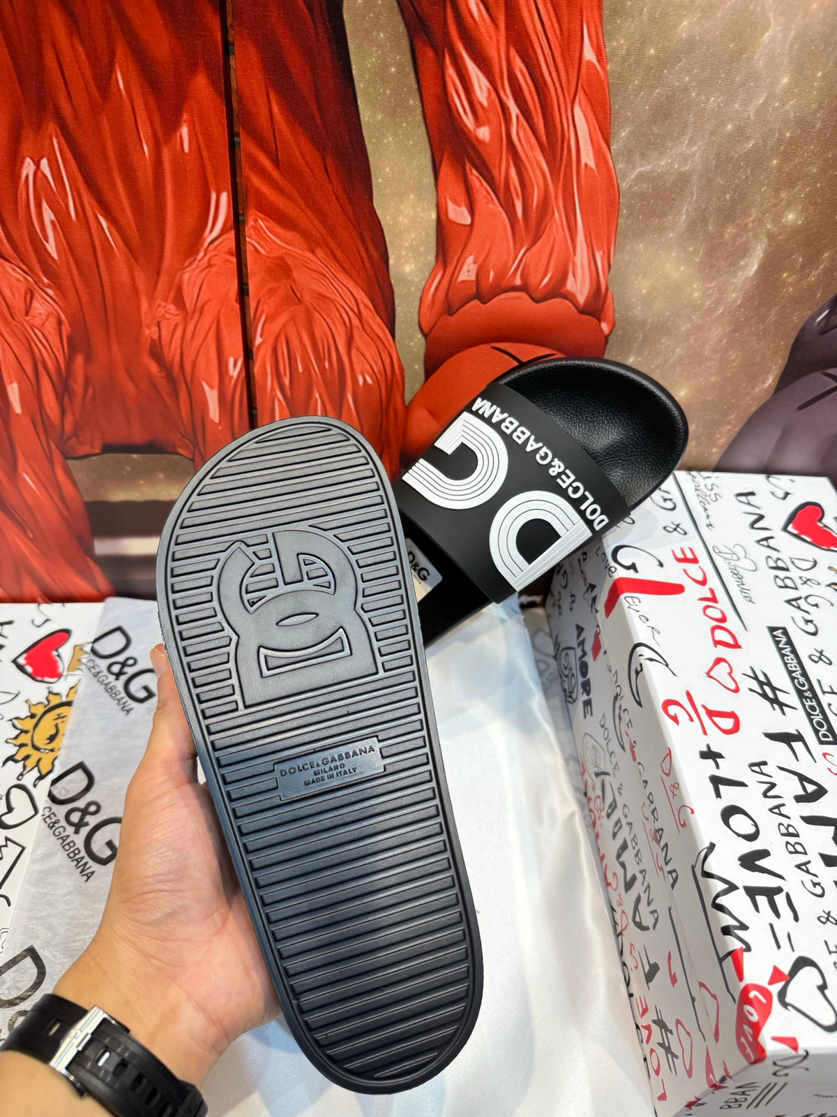 Dolce & Gabbana DG Men's Embossed-Logo PVC Slides