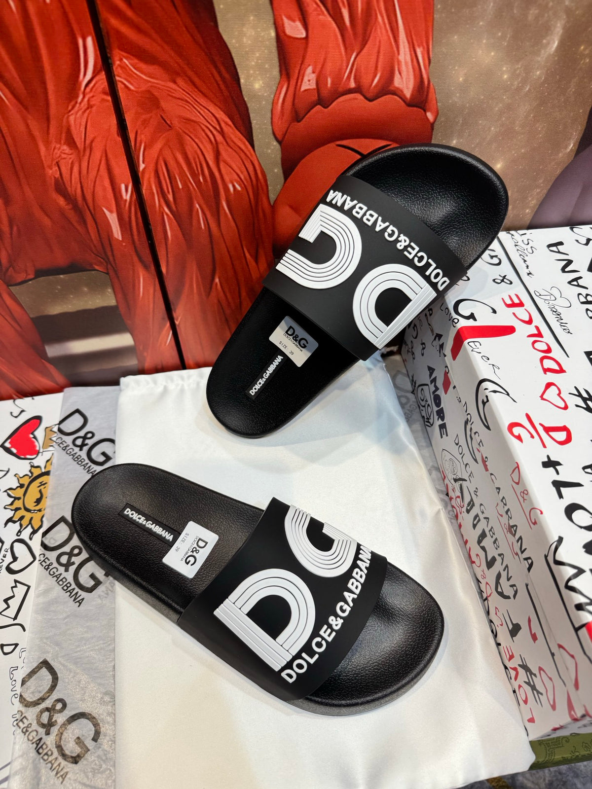 Dolce & Gabbana DG Men's Embossed-Logo PVC Slides