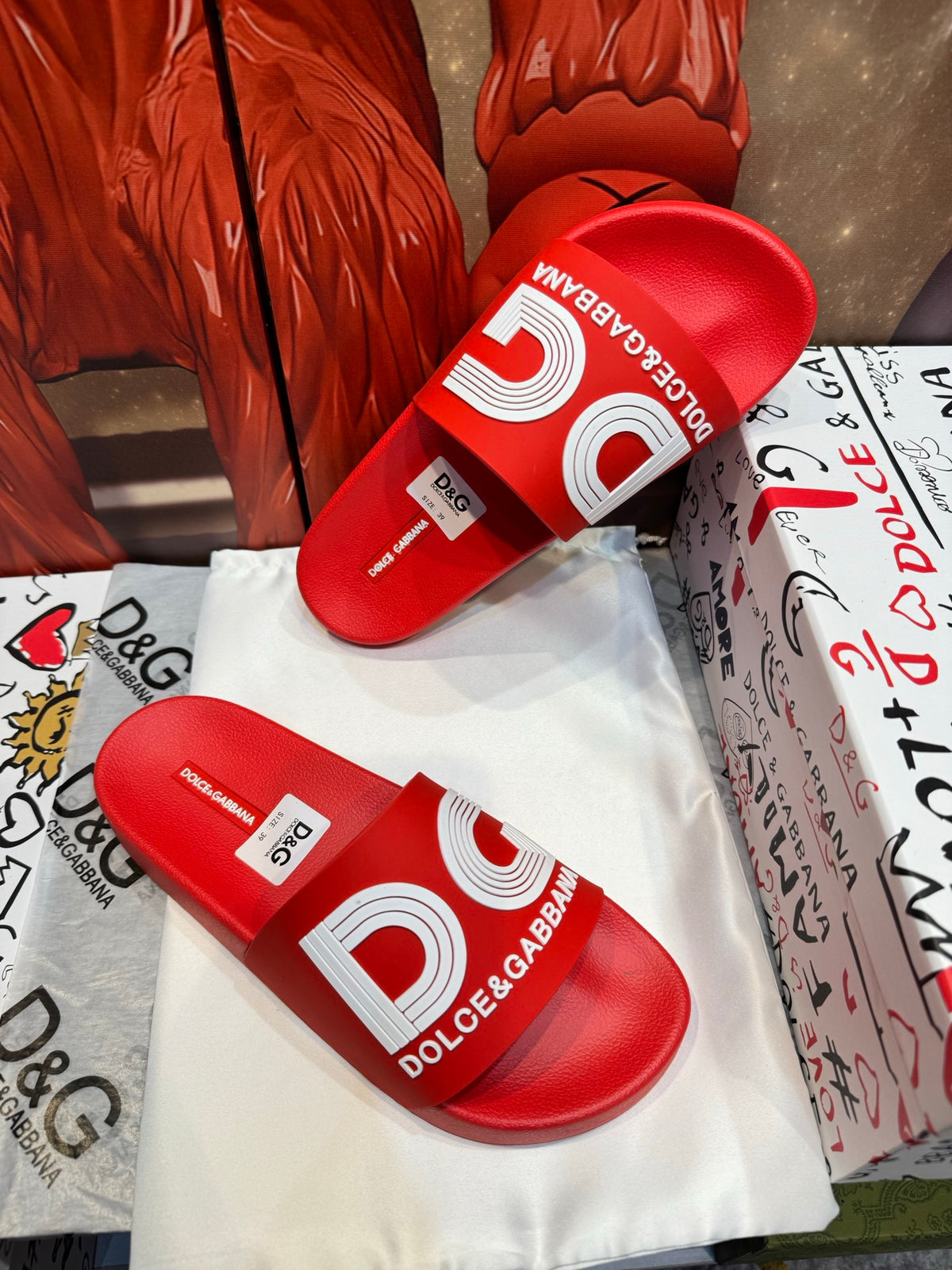 Dolce & Gabbana DG Men's Embossed-Logo PVC Slides