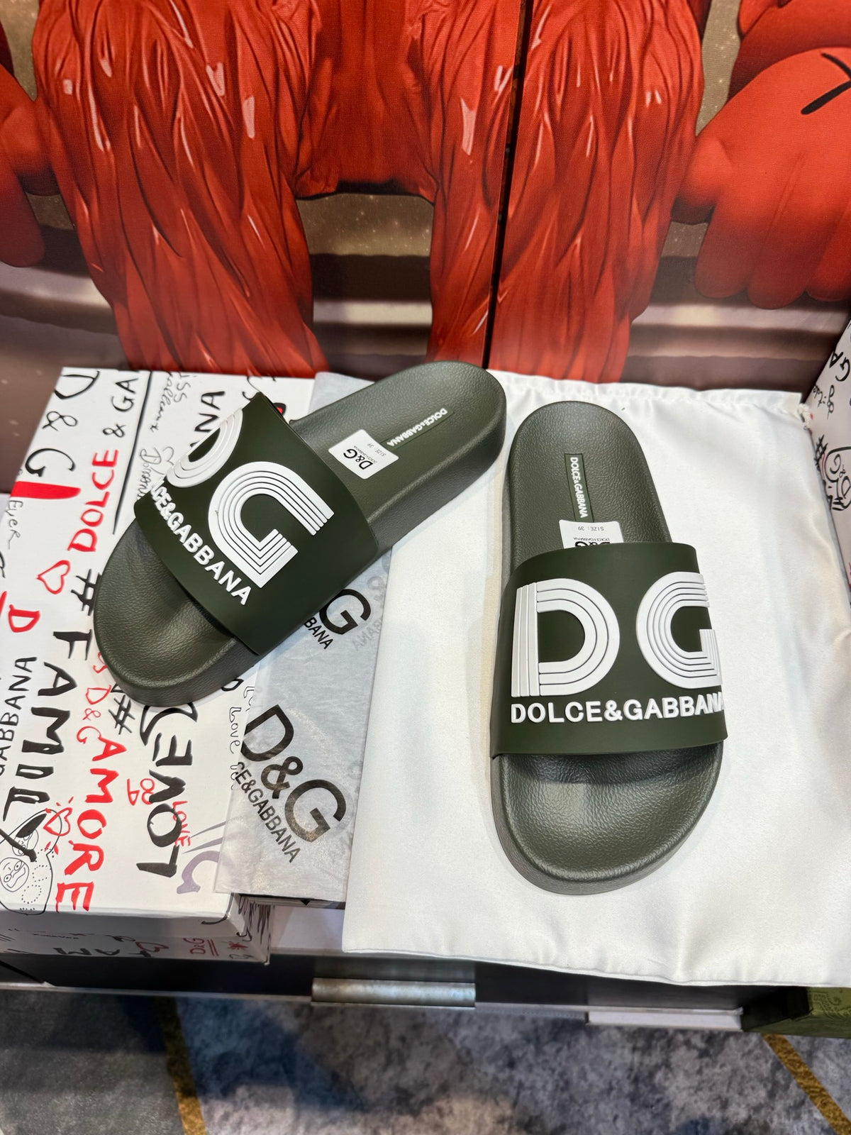 Dolce & Gabbana DG Men's Embossed-Logo PVC Slides