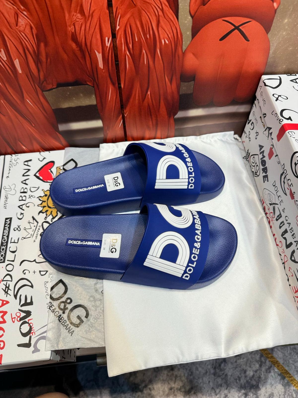 Dolce & Gabbana DG Men's Embossed-Logo PVC Slides