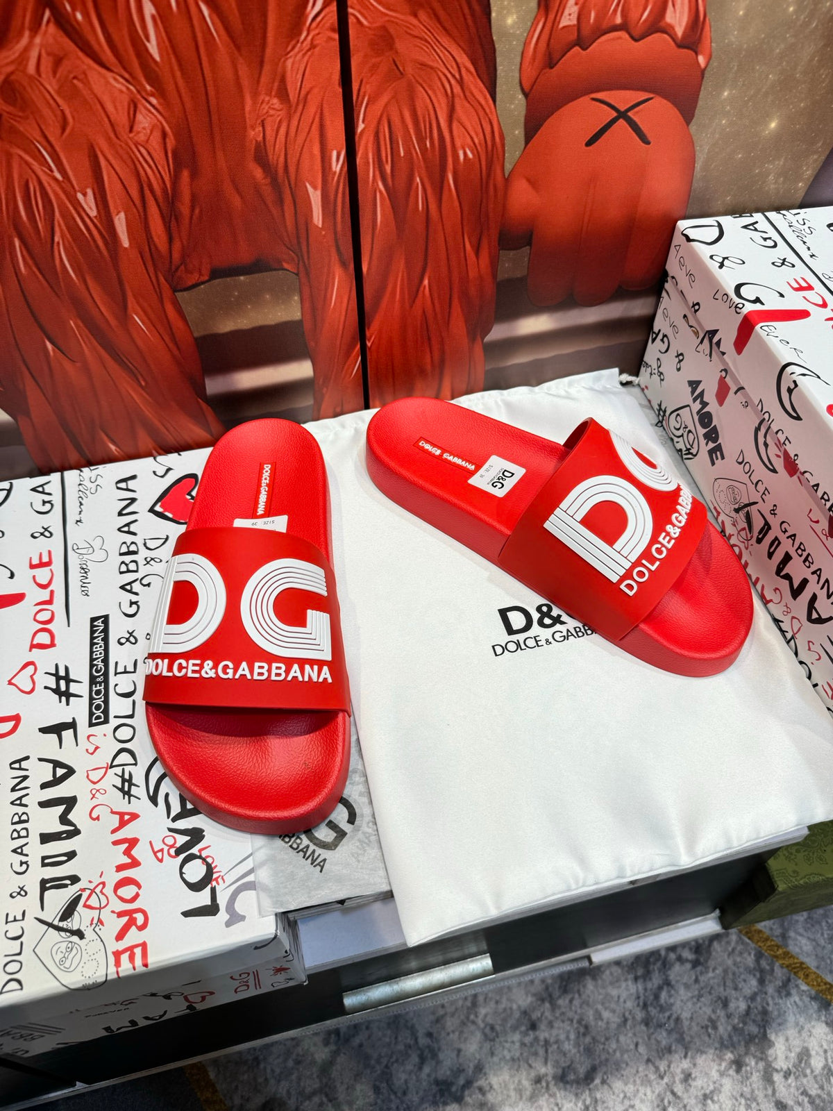Dolce & Gabbana DG Men's Embossed-Logo PVC Slides